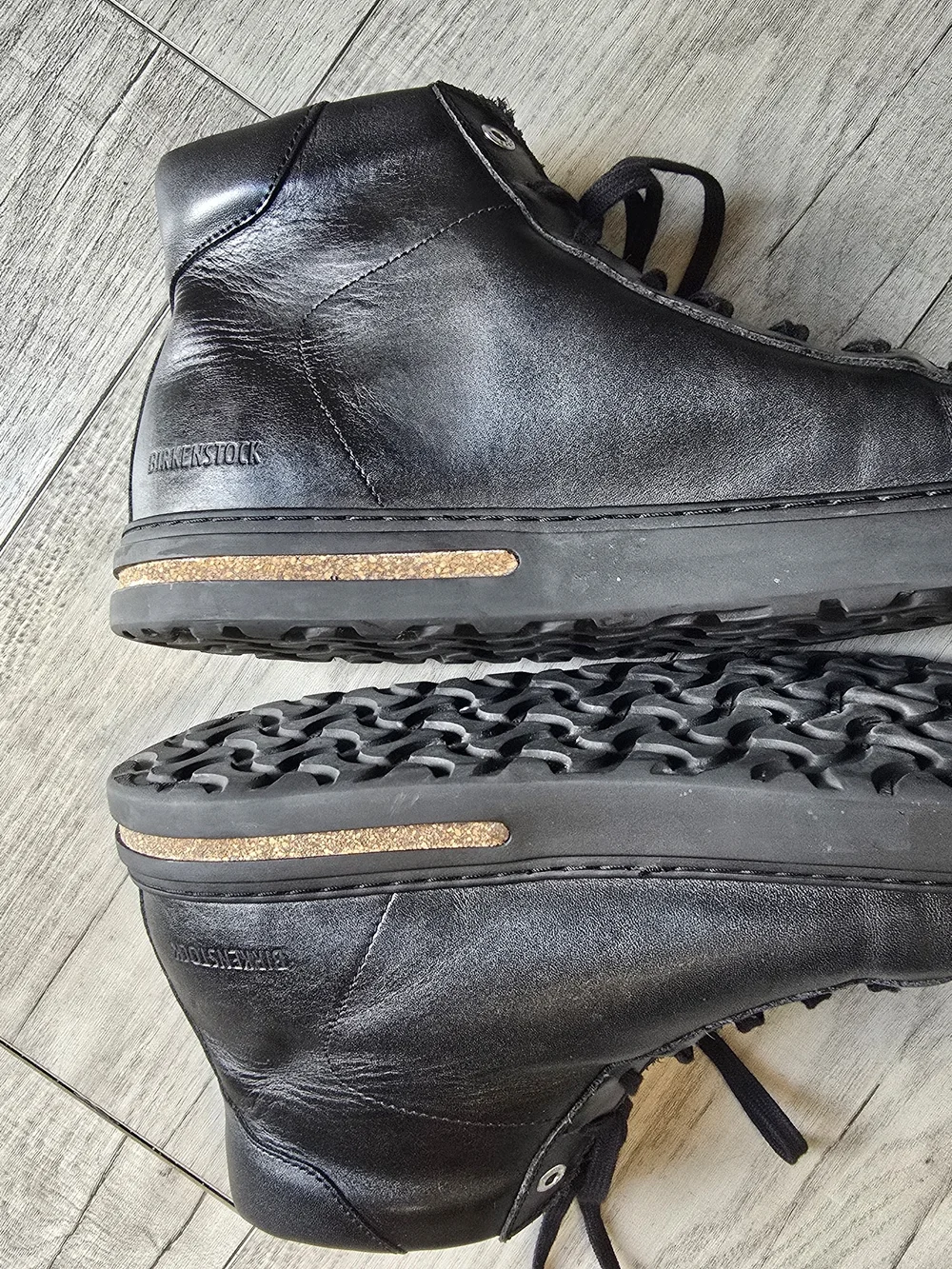 BIRKENSTOCK Bend Black Leather Mid Top Trainers